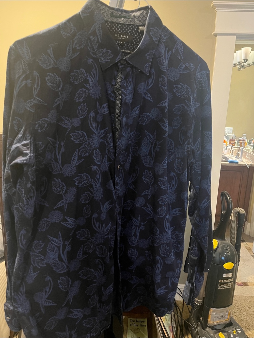 Ted Baker Navy Floral Print Long-Sleeve Button-Down Shirt